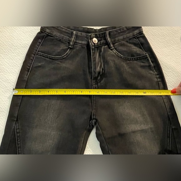 Y2K baggy wide leg denim jeans with Butterfly Detail bell bottoms Size 2 NEW - Picture 14 of 16